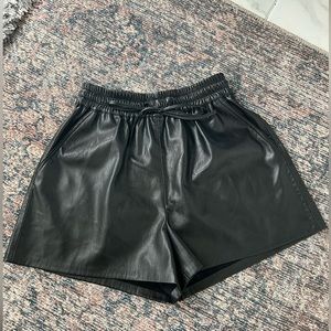 Good American faux leather drawstring shorts